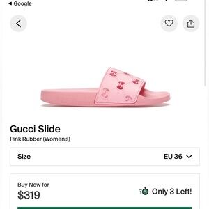Gucci Pink Rubber Women's Slide